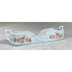 Vntg Maryland China Tabletop Porcelain Silverware Holder Hand Painted Adele Kay